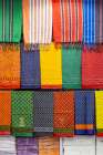 Saudi Arabia, Mecca, Jeddah, Al-Balad. Colorful cloth in the Al-Balad historical district of Jeddah Art Print